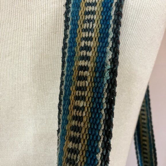 Boho Woven Flap Front Blue Stiped Shoulder Strap Bag - Picture 6 of 12